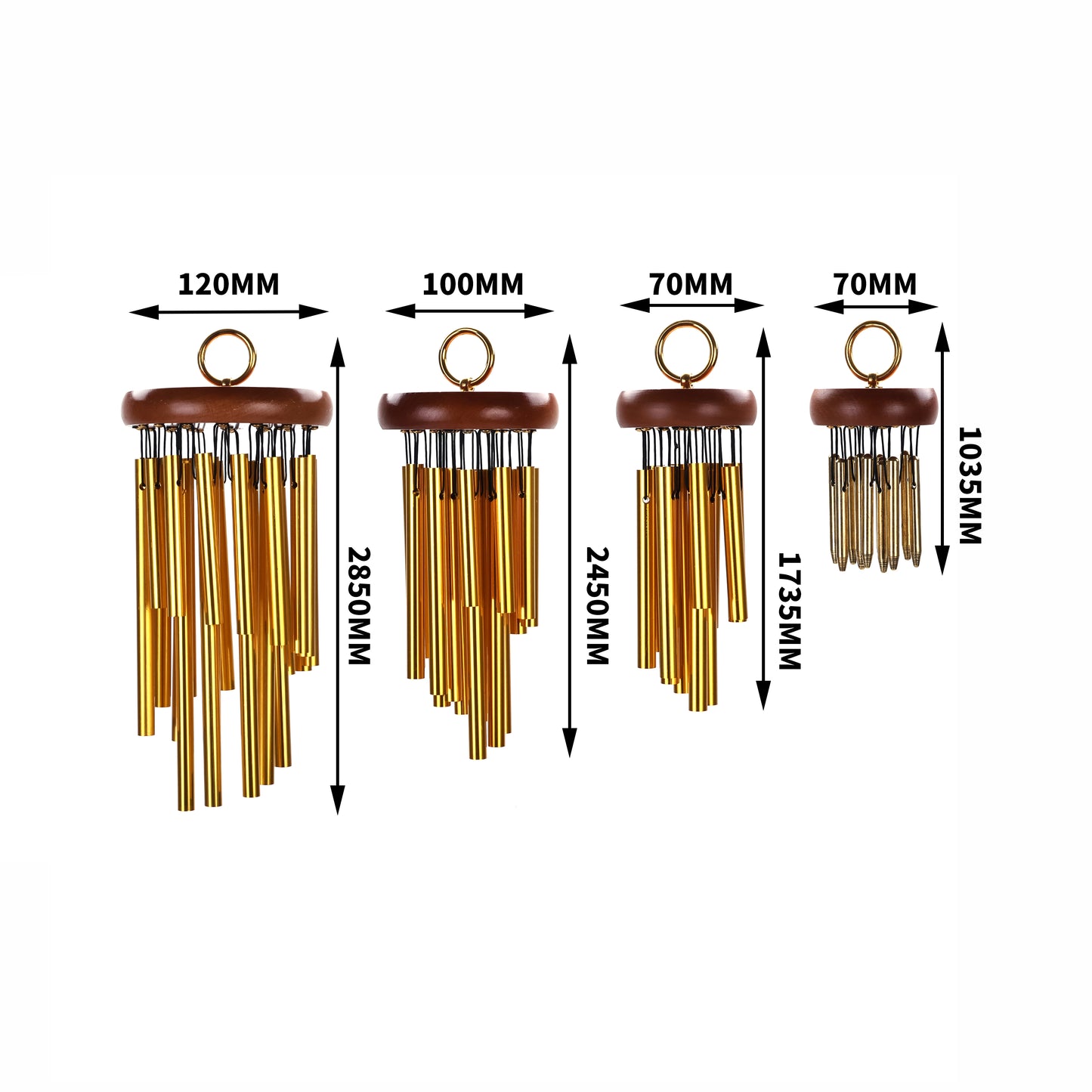 Four size Zenergy wind chimes for meditation