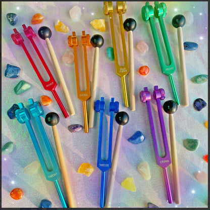 7pc Chakra Tuning Fork Set for Sound Therapy