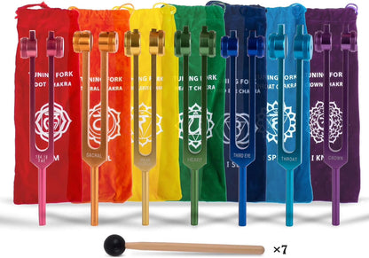 7pc Chakra Tuning Fork Set for Sound Therapy